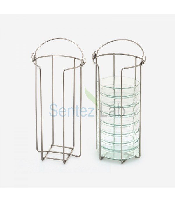 ISOLAB 081.20.001 Petri Kutusu Sepeti - Paslanmaz Çelik 10 Petri Kapasiteli