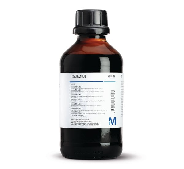 Merck 188005 CombiTitrant 5 one-component reagent for volumetric Karl Fischer titration 1 ml ≙ ca. 5 mg H₂O Aquastar Rıedel 34805 1 Litre