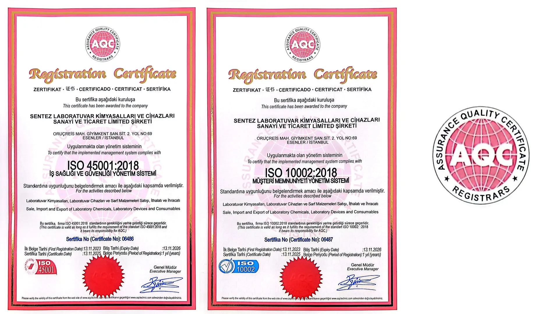 Sentez Laboratuvar AQC Belgeleri