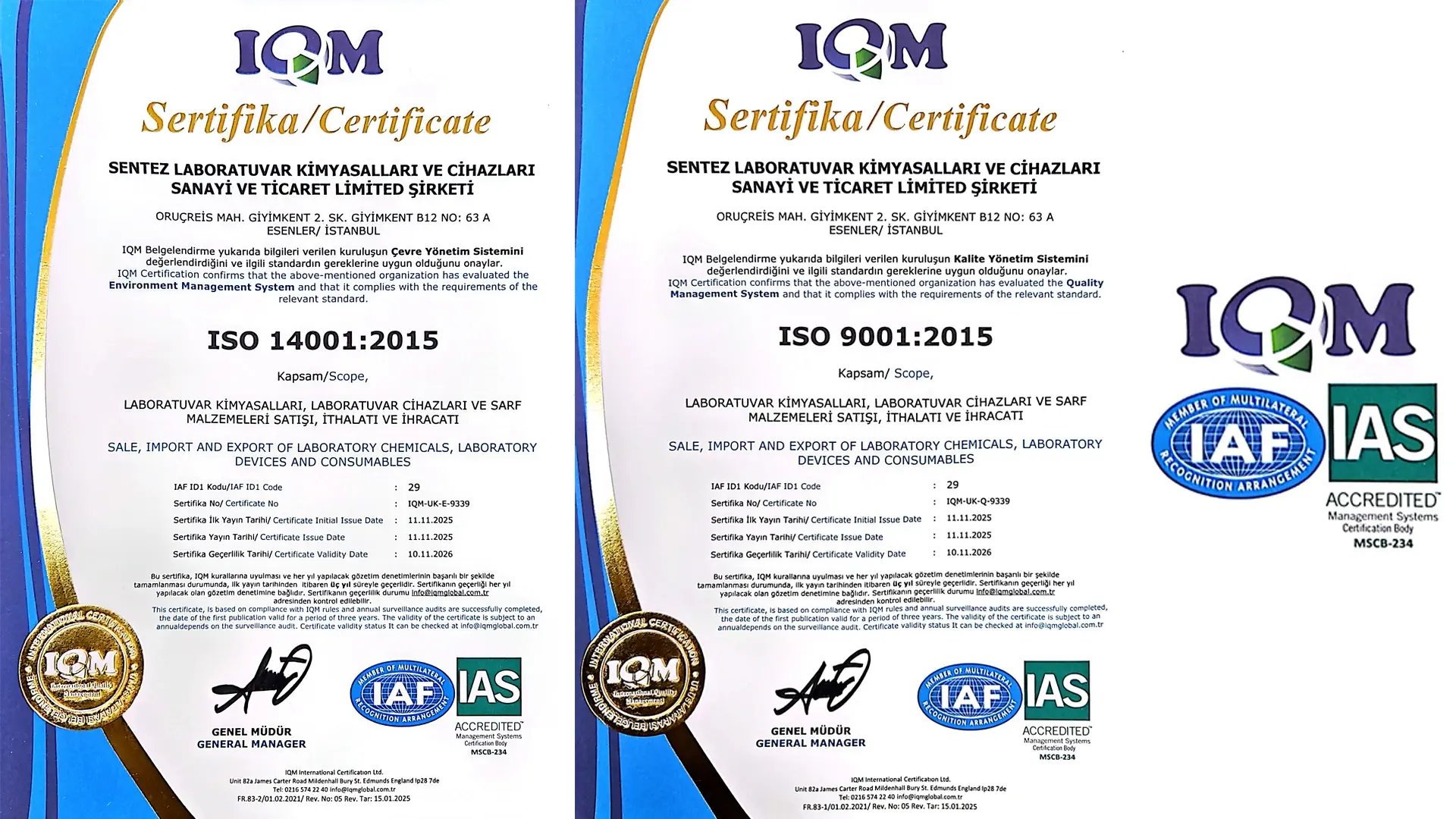 Sentez Laboratuvar IQM Belgeleri