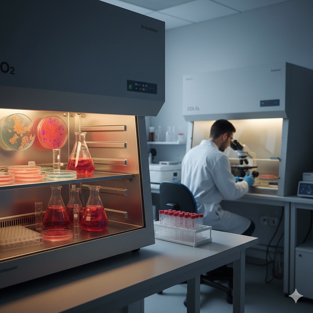 Mikrobiyoloji için kullanılan dijital laboratuvar inkübatörü