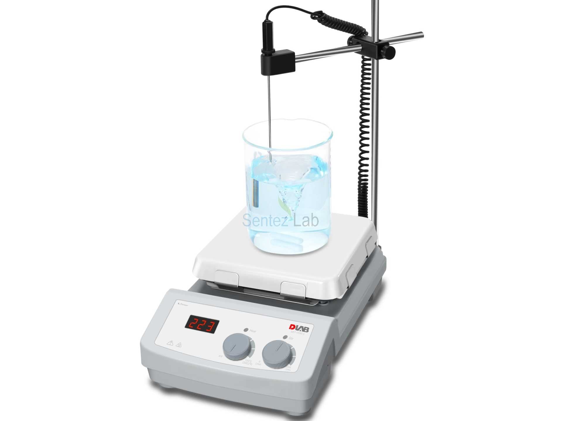 DLAB MS7-H550-S Isıtıcılı Manyetik Karıştırıcı 00... 1.500 rpm / RT... 550 ℃ / 10 L Sıcaklık Probu ve Prob Tutucu