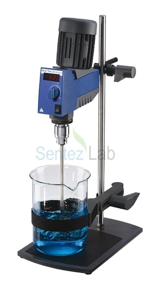 IKA Rw 20 Digital Mekanik Karştırıcı 60... 2000 rpm / 20 L / 10.000 mPas (Stand,Tutucu,R 1342 Şaft ile Komple)