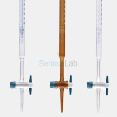 ISOLAB Büret - Düz - Amber - Ptfe Musluklu - As Kalite - Grup Sertifikalı - Beyaz Skala - 25 ml