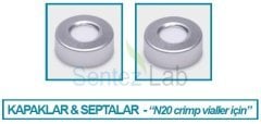 kapak + septa - silikon / PTFE - yarıksız - N20 vial için (100 adet)