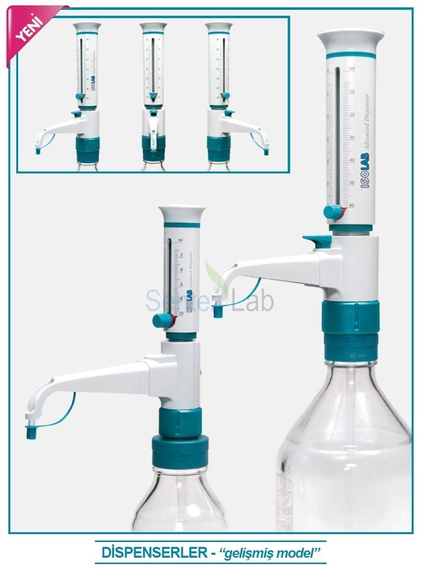 İSOLAB 008.15.010 dispenser - üst model - sirkülasyon vanalı - 10 ml (1 adet)