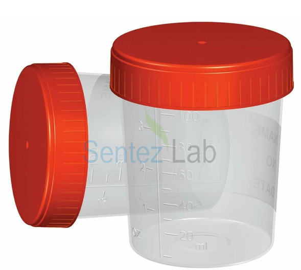 Lp İtaliana Numune Kabı Vida Kapalı Plastik PP Hacim 60 ml Steril Etiketli (CE) 50 Adet