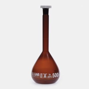 ISOLAB Balon Joje - Standart - Amber - A Kalite - Grup Sertifikalı - Beyaz Skala - 500 ml - NS 19/26 / 2 Adet