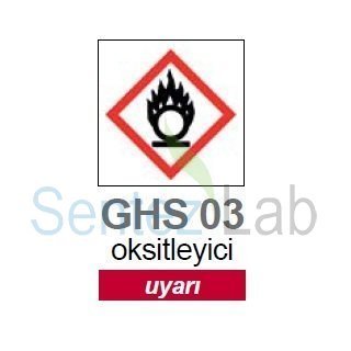 İSOLAB 099.13.T01 oksitleyici piktogramı GHS 3 uyarı etiketi 26x37mm-250 etiket