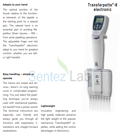 Brand Transferpette 12 Electronic Çok Kanallı Elektronik Pipet