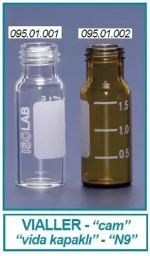 ISOLAB 095.01.001 Cam Vial N9 1.5 mL Vida Kapaklı Şeffaf 11.6x32 mm | 100 Adet (Kapaksız & Septasız)