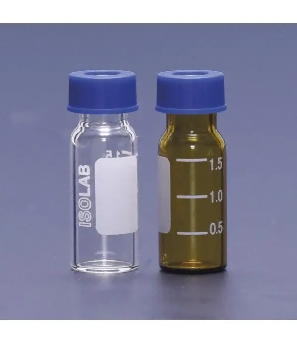 ISOLAB 095.01.001 Cam Vial N9 1.5 mL Vida Kapaklı Şeffaf 11.6x32 mm | 100 Adet (Kapaksız & Septasız)