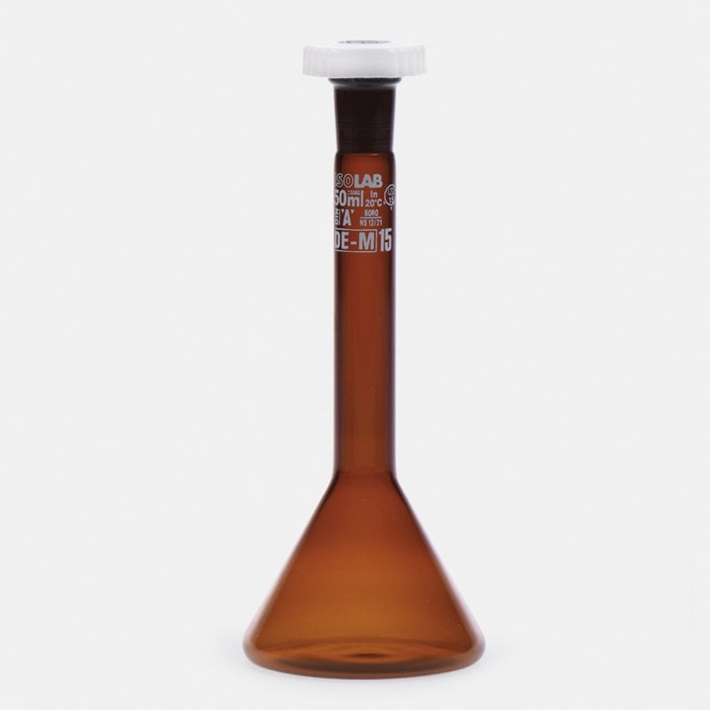 ISOLAB Balon Joje - Trapezoidal - Amber - A Kalite - Grup Sertifikalı - Beyaz Skala - 4 ml - NS 7/16 2 Adet