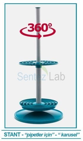 ISOLAB Dik Pipet Standı Karusel  96 Pipet Kapasiteli