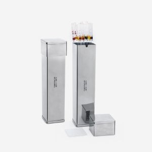İSOLAB 022.04.001 pipet kutusu - paslanmaz çelik - 70 x 70 x 210 mm