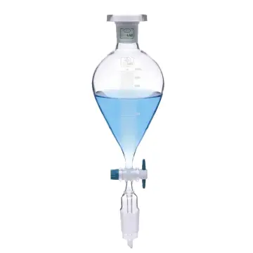 İSOLAB 032.01.050 damlatma hunisi - cam - armudi - dereceli - PTFE musluklu - 50 ml