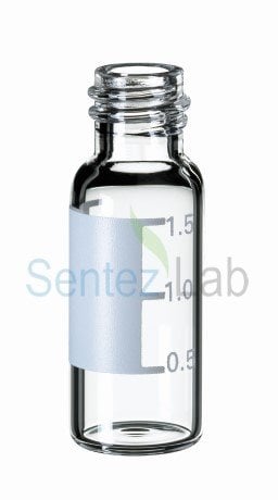 1.5ML SCREW NECK ND-9 VİAL, 32 X 11.6MM, CLEAR GLASS, WİTH LABEL AND GRADUATİON 100/PK