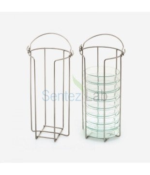 ISOLAB 081.20.001 Petri Kutusu Sepeti - Paslanmaz Çelik 10 Petri Kapasiteli