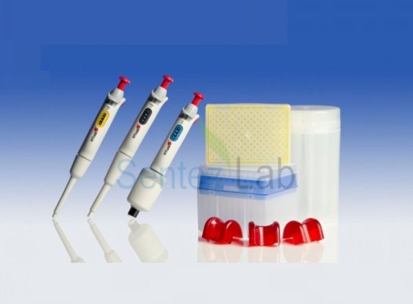 Mini Mikropipet Seti, 0.5 – 10 μl / 10 – 100 μl / 100 – 1000 μl Pipetler,Askıları ve Kutulu Uçları ile Komple