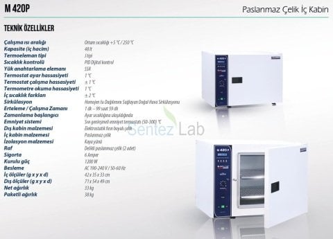 Elektromag M420 PS Kuru Hava Sterilizatörü  (Paslanmaz Çelik İç Gövdeli) 50 L / 5 ºC... + 250 ºC