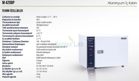 Elektromag M420 Bp İnkübatör Alüminyum İç Gövdeli  5 °C...99,9 °C (Ortam Sıcaklığı Üzerinden)
