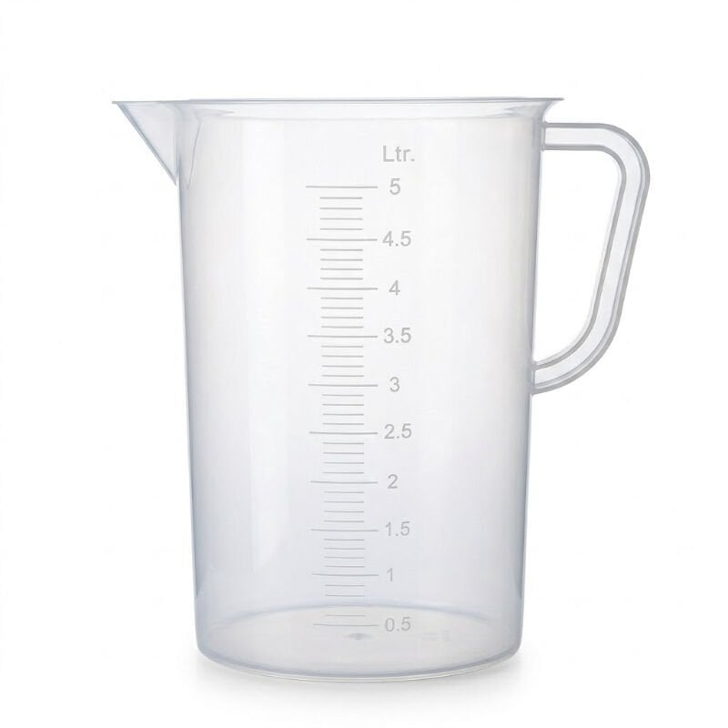 Senlab Kulplu Plastik Beher 5 Litre - Kabartma Skala