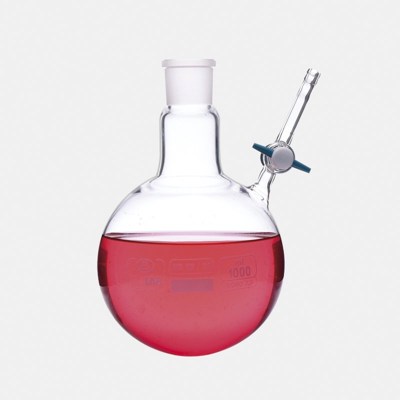 İSOLAB 030.58.250 balon - azot - yuvarlak dipli - musluklu - dişi şilif : NS 14/23 - 250 ml