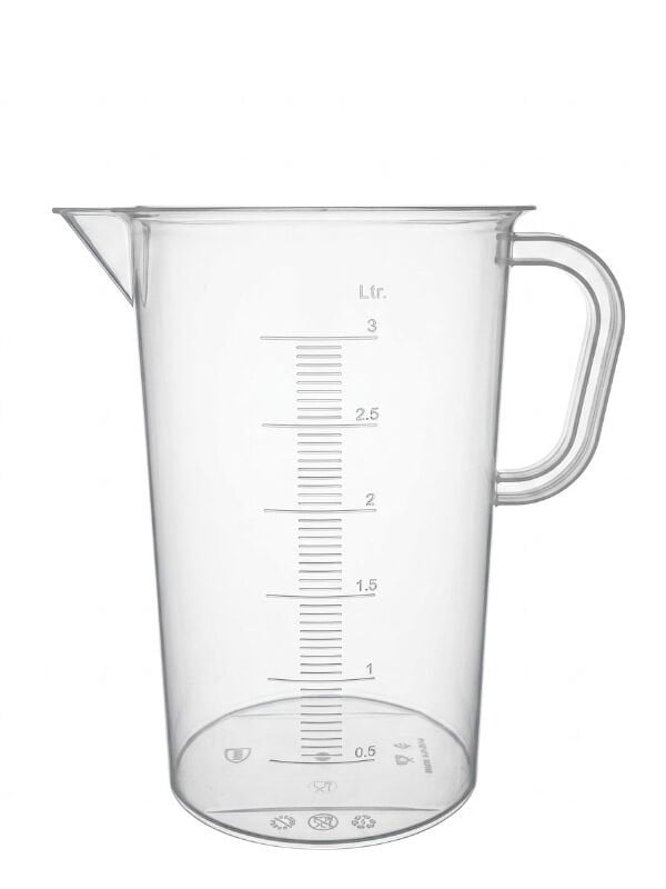 Senlab Kulplu Plastik Beher 3 Litre - Kabartma Skala