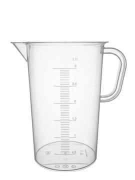 Senlab Kulplu Plastik Beher 3 Litre - Kabartma Skala
