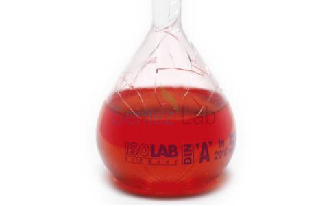 İSOLAB balon joje - yüzey kaplı - standard - şeffaf - A kalite - grup sertifikalı - mavi skala - 150 ml - NS 14/23