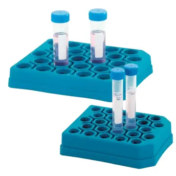 ISOLAB  Tüp Standı - P.P - Bas & Bırak Model - 15 Ml Tüpler İçin - Mavi