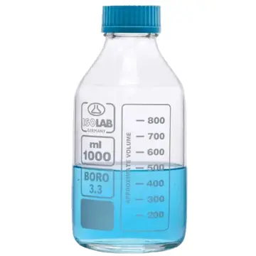ISOLAB  Şişe - Borosilikat Cam - Şeffaf - Vidalı Kapaklı - 250 Ml