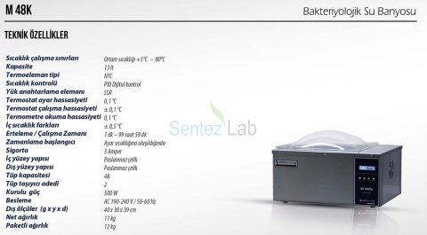 Elektromag M48 K 48 Tüp/13 L Bakteriyolojik Su Banyosu