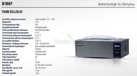 Elektromag M96 Kp 96 Tüp/21 L Bakteriyolojik Su Banyosu