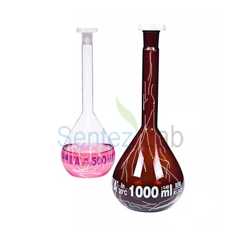 İSOLAB 014.01.901C balon joje - yüzey kaplı - standard - amber - A kalite - grup sertifikalı - beyaz skala - 1000 ml - NS 24/29 (2 adet)