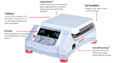 Ohaus e-G51HS07C Isıtıcılı Manyetik Karıştırıcı, 60-1600 rpm, Oda Sıc-500°C, 15l, 17.8x17.8cm, Seramik, Dijital