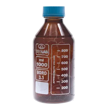 ISOLAB  Şişe - Borosilikat Cam - Amber - Vidalı Kapaklı - 100 Ml - Yüzey Kaplı