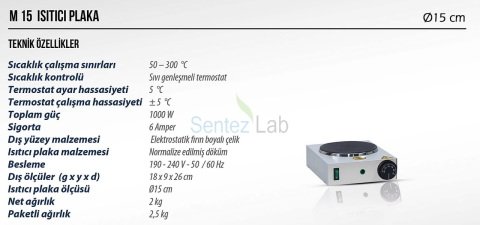 ELEKTROMAG M 15 ISITICI TABLA (Hot Plate) 15 cm / 300 °C