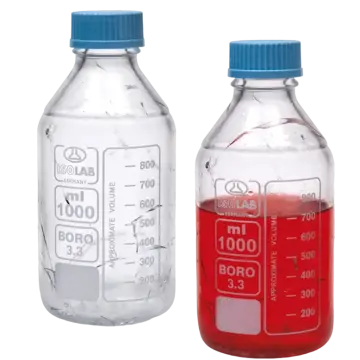 ISOLAB  Şişe - Borosilikat Cam - Amber - Vidalı Kapaklı - 500 Ml - Yüzey Kaplı