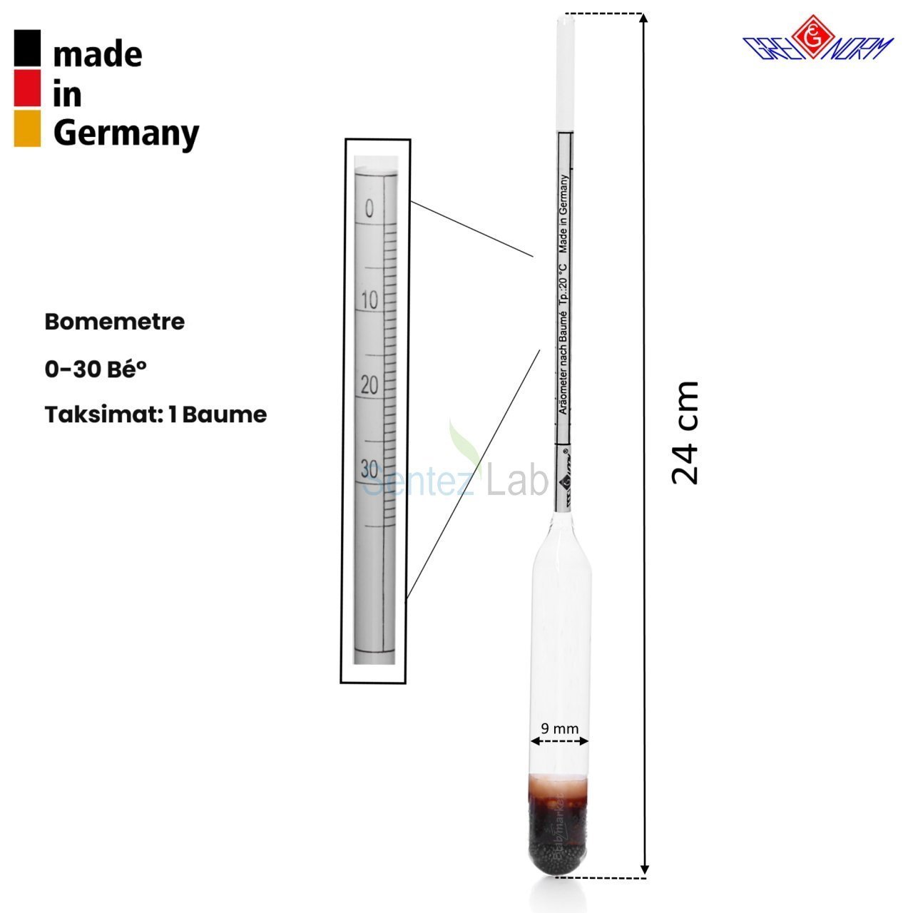 Greinorm Bomemetre 0-30 Bé° - Sıvı Yoğunluğu Ölçer