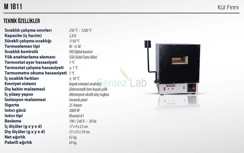 Elektromag M 1811 Kül Fırını 4,5  L/ 250-1200 °C