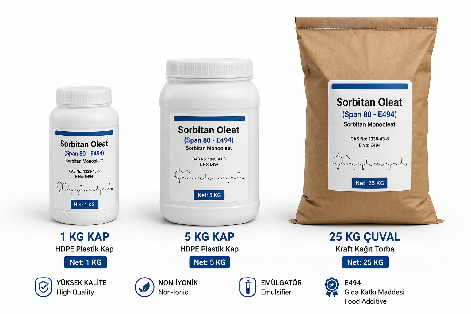Sorbitan Oleat (Sorbitan Monooleat) Span 80 - E494 - CAS 1338-43-8