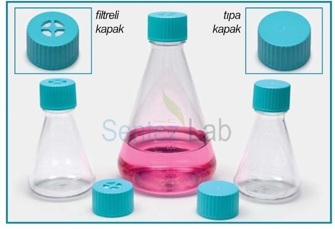 İSOLAB 027.18.250 ~ erlen - PETG - 250 ml - filtreli kapak (12 Adet)