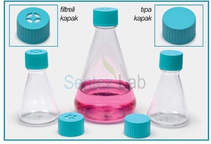 İSOLAB 027.18.901 ~ erlen - PETG - 1000 ml - filtreli kapak (6 Adet)