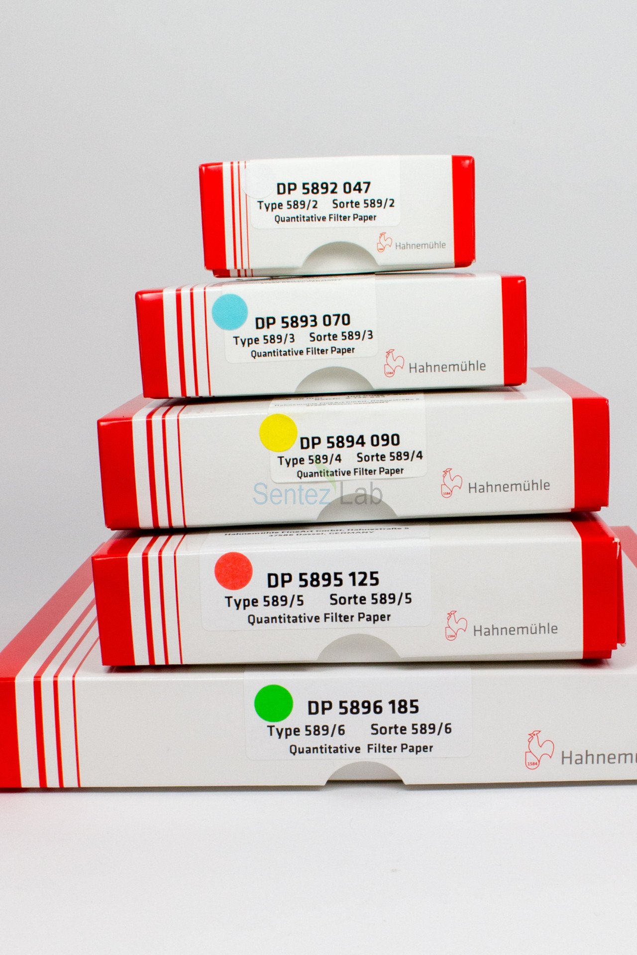 Hahnemühle Kantitatif Filtre Kağıdı Grade 589/3 Külsüz Mavi Bant Düz Daire 125 mm Çap 100 Adet/Paket