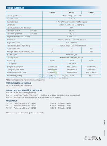 NÜVE EN 120 PID KONTROLLÜ İNKÜBATÖR 5... +99 °C / 120 L