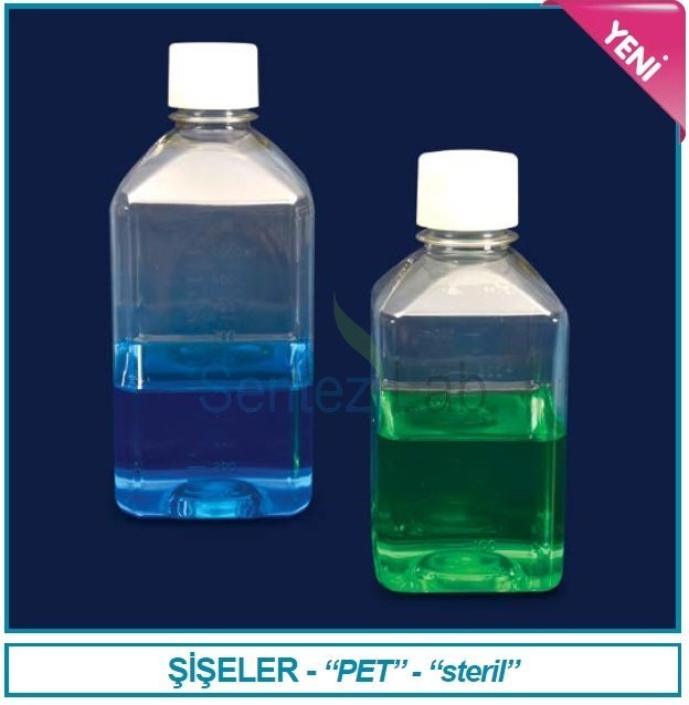 İSOLAB 061.19.500 (061.09.500) şişe - PET - steril - 500 ml (96 adet)