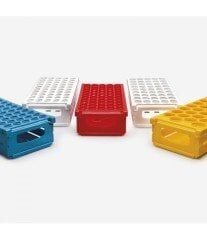 ISOLAB 079.03.001R Tüp Standı - Katlanabilir - 13 mm - 50 Delik - Kırmızı