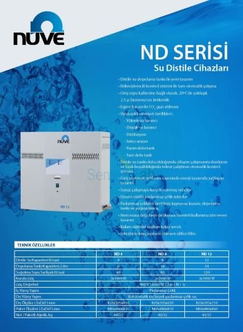 Nüve Nd 4 Depolama Tanklı Su Distile Cihazı (Saf Su Cihazı)