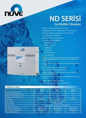 Nüve Nd 8 Depolama Tanklı Su Distile Cihazı (Saf Su Cihazı)
